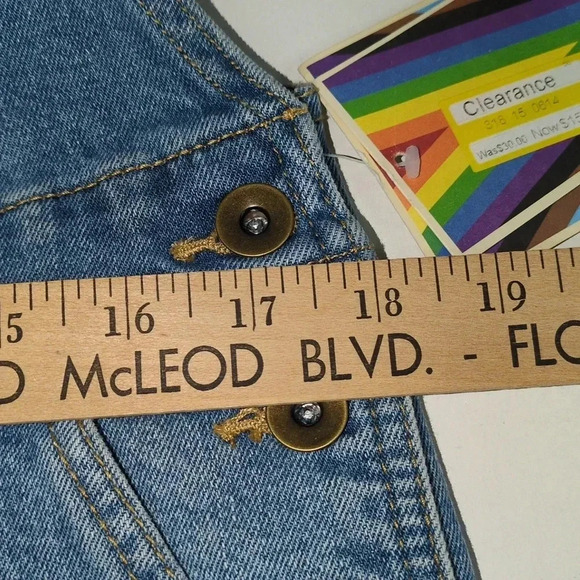 Blue Jean Short Overalls Rainbow 🌈 "Queen" NWT By Blu - Picture 12 of 14
